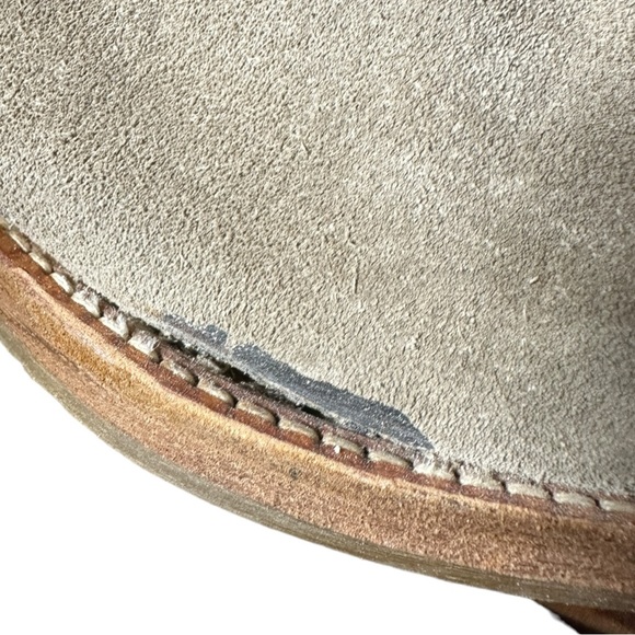 JIMMY CHOO SANDY BEIGE SUEDE BUCKL;ED DETAIL BIKER ANKLE SLOUCHY BOOTS (SZ 41) - Picture 12 of 15